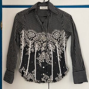 Byron Lars Corset Blouse Cotton  EUC fits like size 2